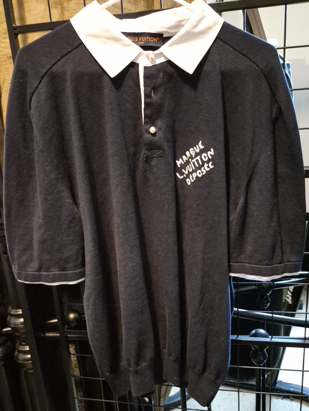 Louis Vuitton Navy and White Polo with Script Logo